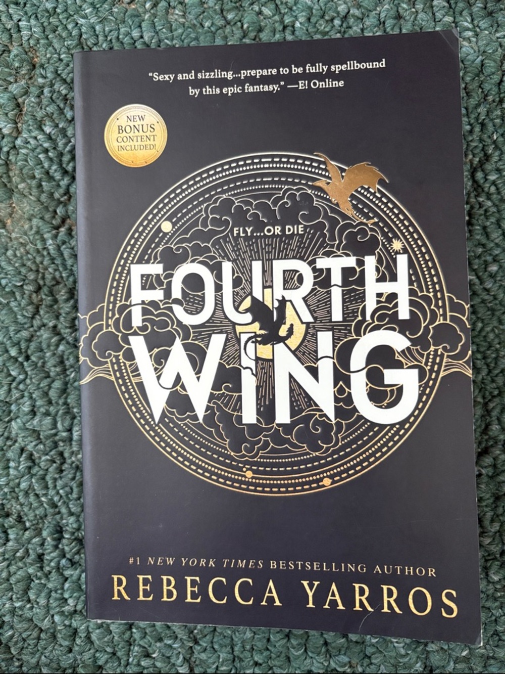 Fourth Wing by Rebecca Yarros - Black & Gold Paperback